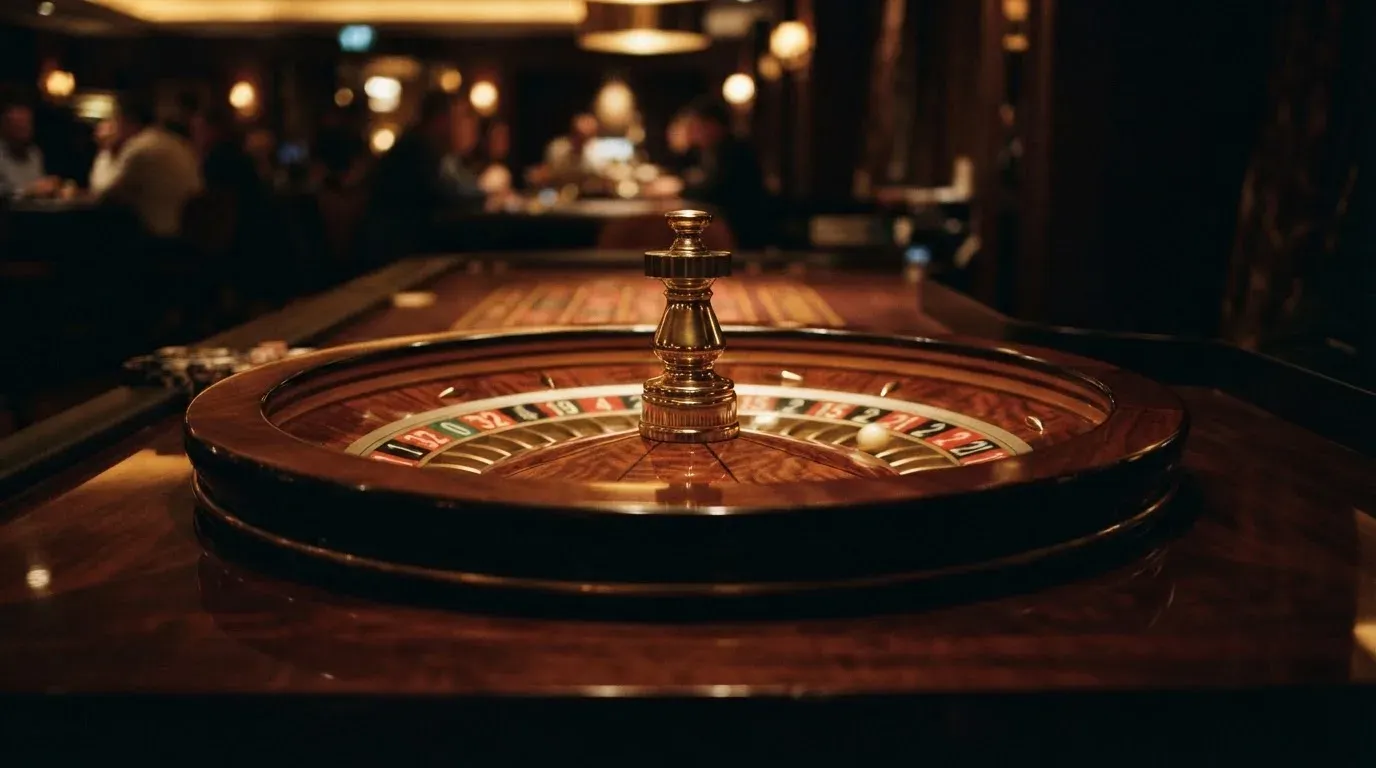 Ett roulettehjul snurrar på ett blankt träbord, den vita kulan glimmar i takljusets guld — live blackjack i sverige