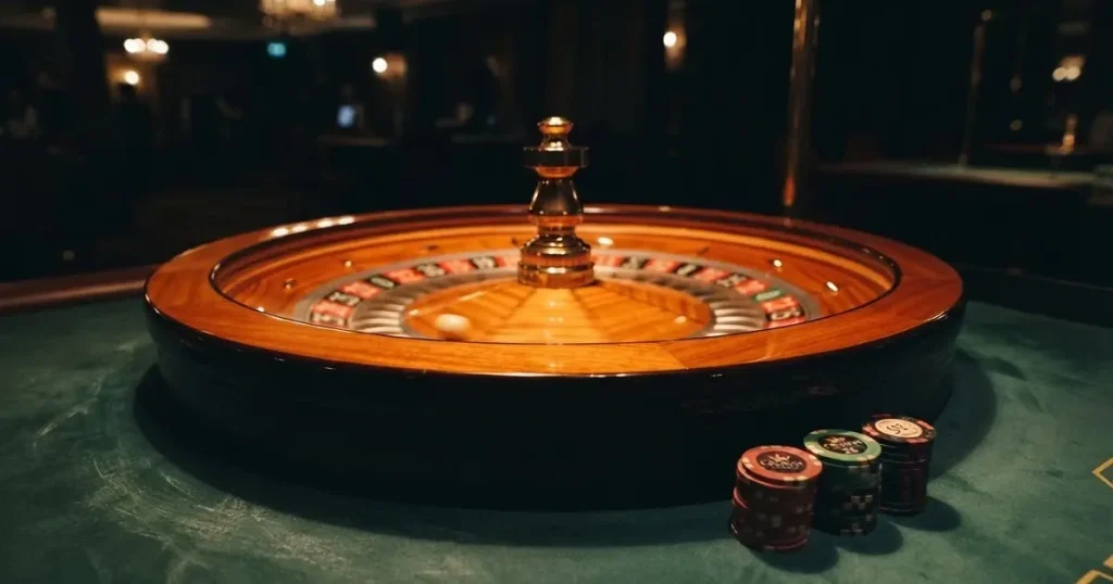Färgglada bollar snurrar i en glaskupol i en lottomaskin, mjukt ljus speglas på kupolen — roulette på nätet i sverige